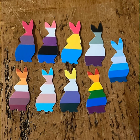LGBQTIA+ bunny pride flag stickers