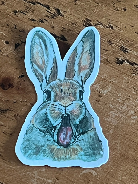 Bunny Tongue Out Sticker or Magnet