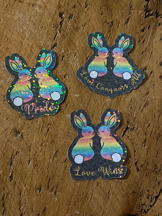 LGBTQIA+ Bunny pride holographic stickers