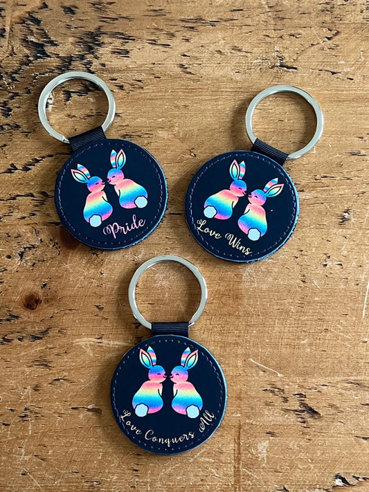 Pride Bunnies Keychains LGBTQIA+ PU Leather Keychain